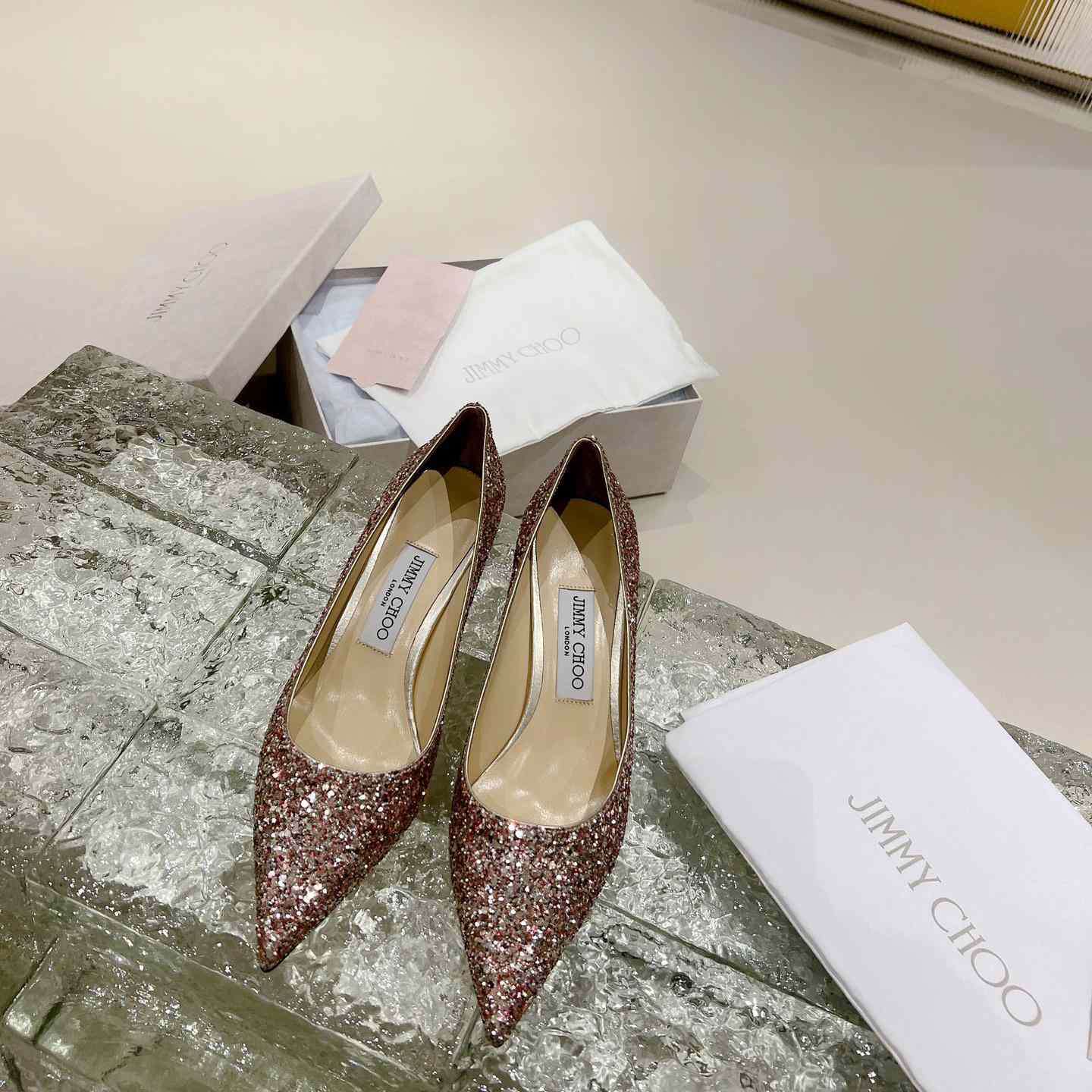 Jimmy Choo Love 65mm Glitter-detail Pumps - everydesigner