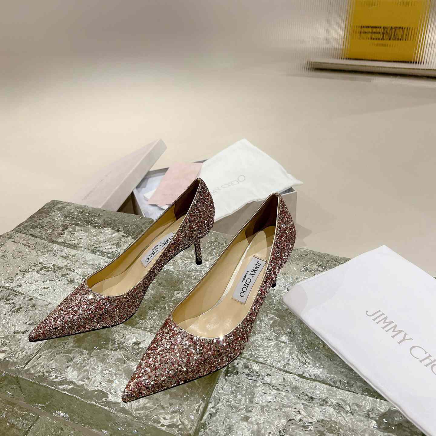 Jimmy Choo Love 65mm Glitter-detail Pumps - everydesigner