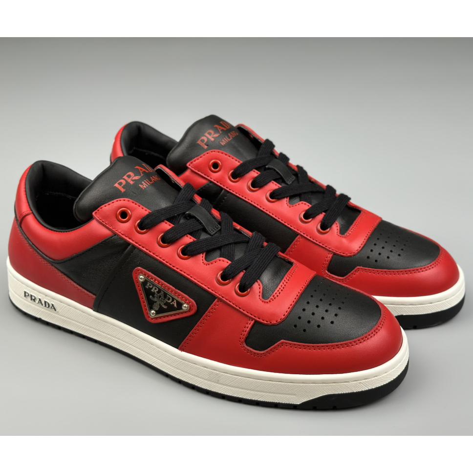 Prada Downtown Logo-plaque Leather Sneakers - everydesigner