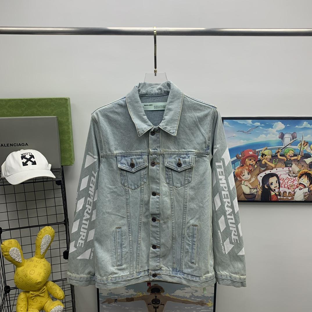 Off White Denim Oversized Denim Temperature Jacket - everydesigner