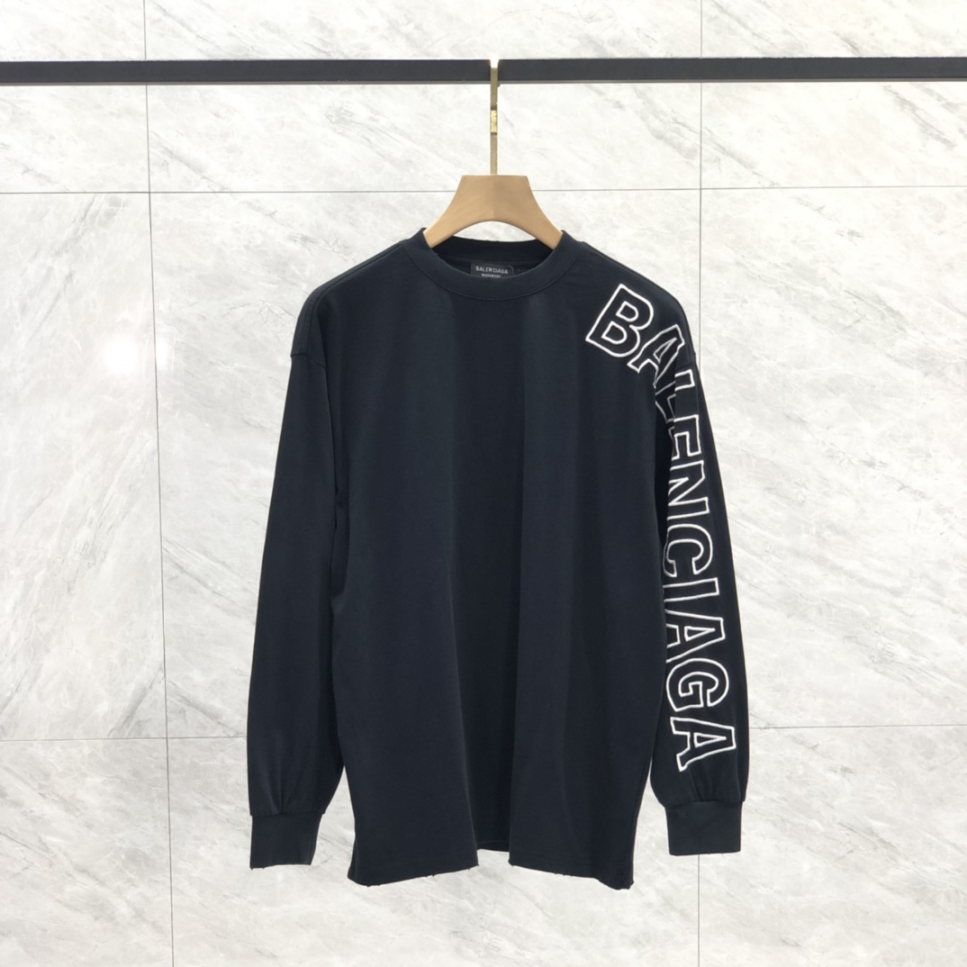 Balenciaga Outline Long Sleeve T-Shirt Oversized In Black - everydesigner