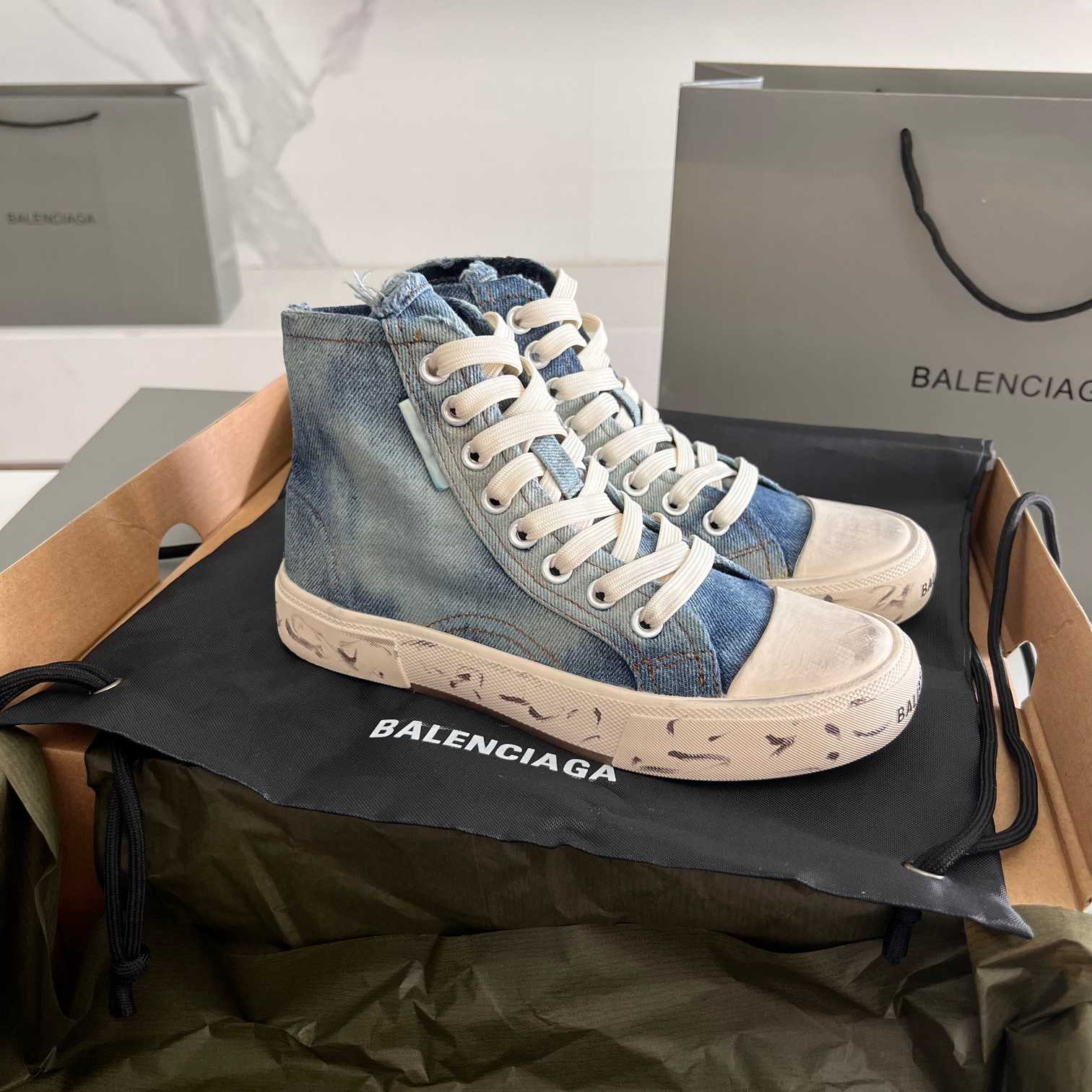 Balenciaga Paris High Top Sneaker In Blue - everydesigner