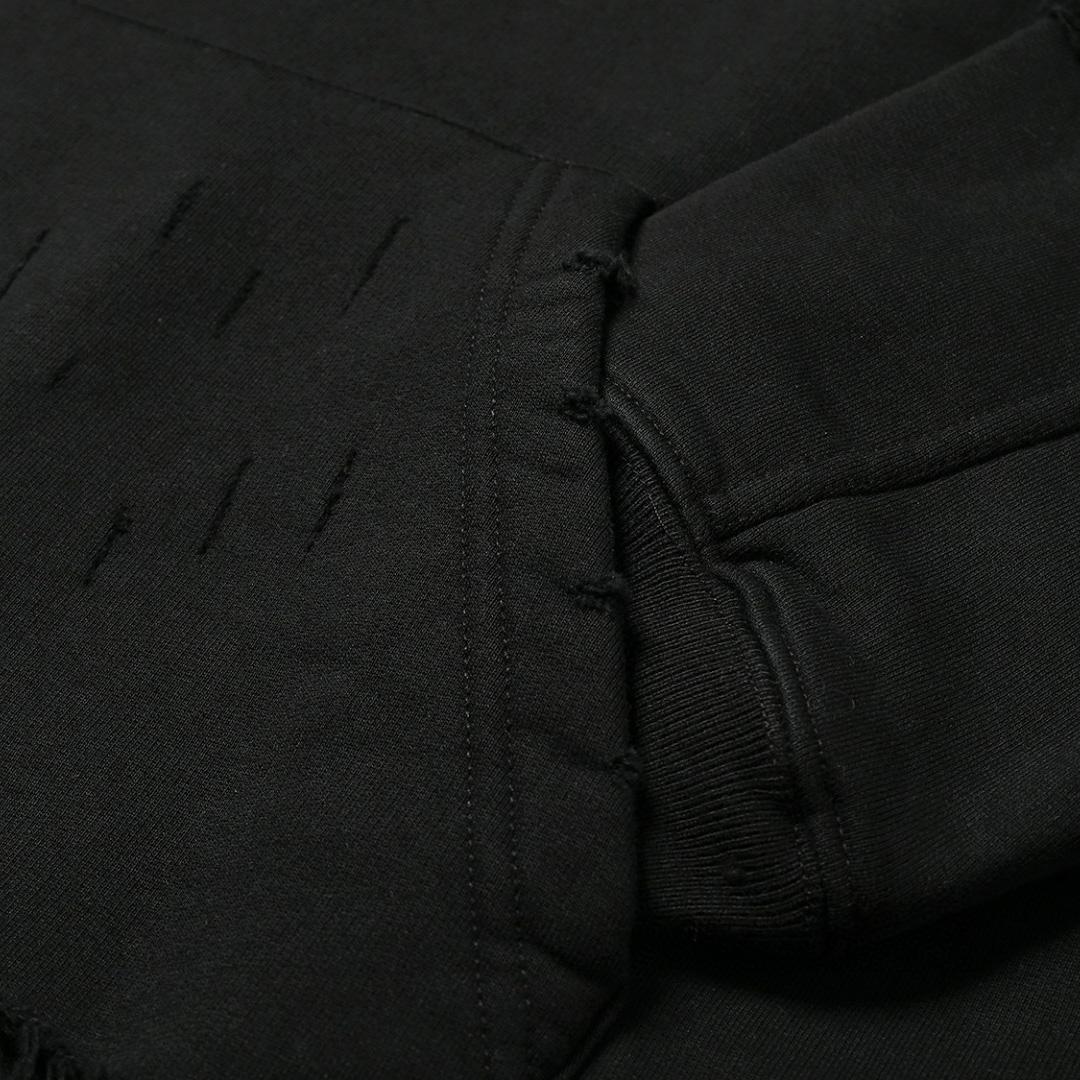 Balenciaga Destroyed Hoodie In Black And White Medium Fleece - everydesigner