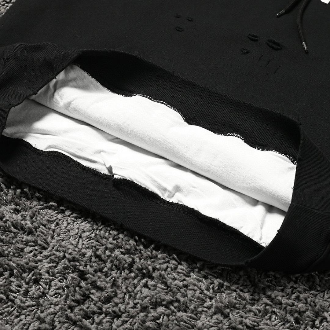 Balenciaga Destroyed Hoodie In Black And White Medium Fleece - everydesigner