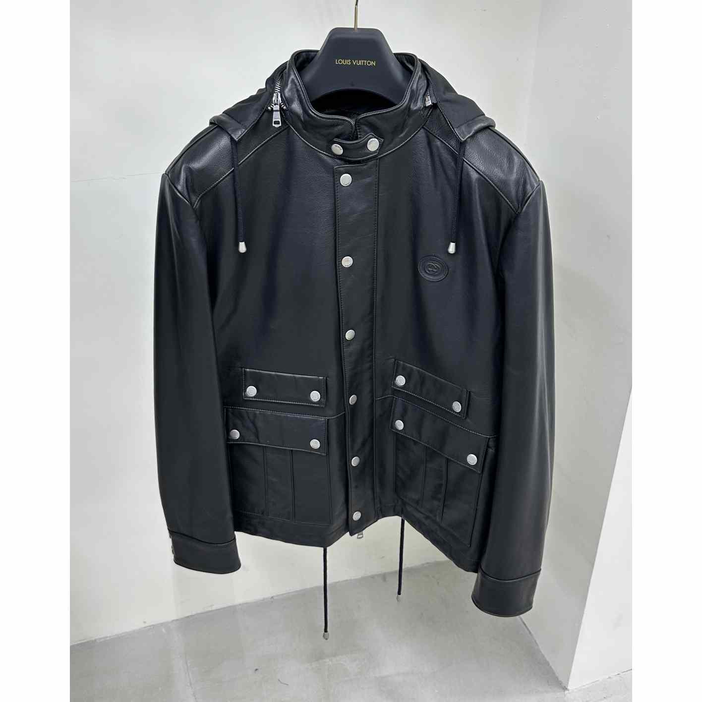 Gucci Leather Jacket With Interlocking G  - everydesigner