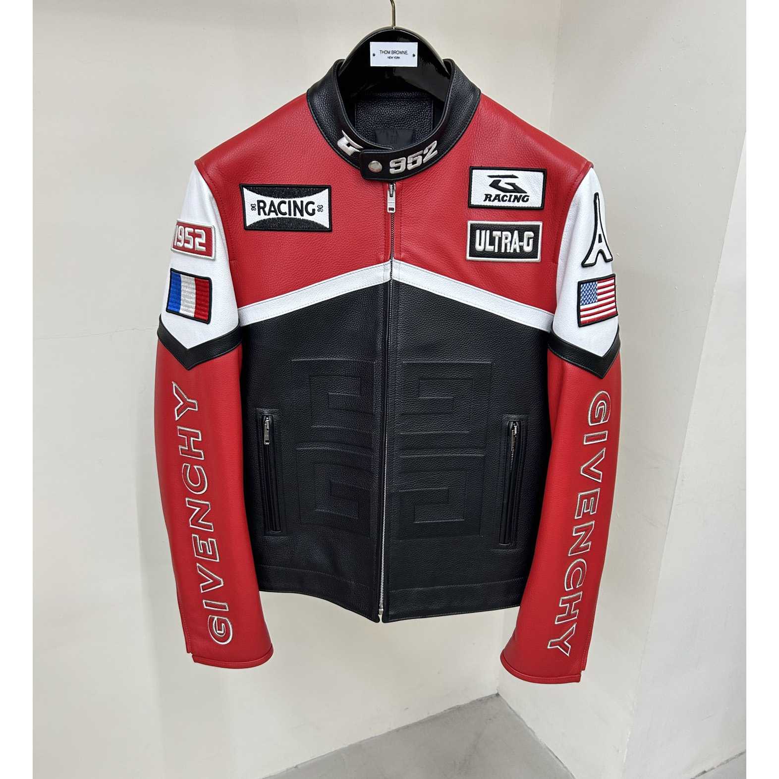 Givenchy Red 4g Motif Biker Jacket - everydesigner