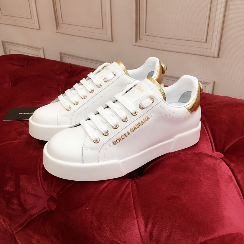 Dolce & Gabbana White Portofino Trainers With Pearl - everydesigner