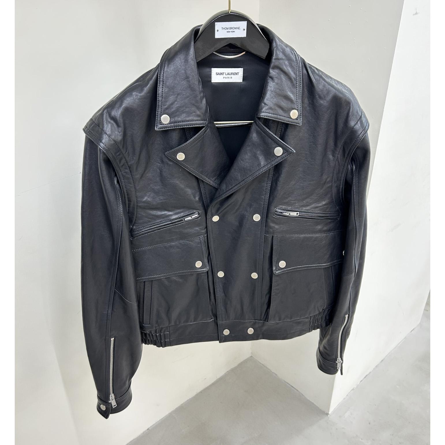 Saint Laurent Biker Jacket In Vintage Crinkled Lambskin - everydesigner