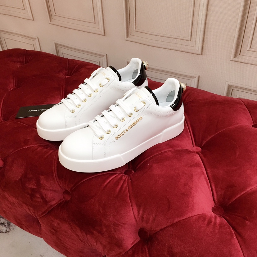 Dolce & Gabbana White Portofino Trainers With Pearl - everydesigner