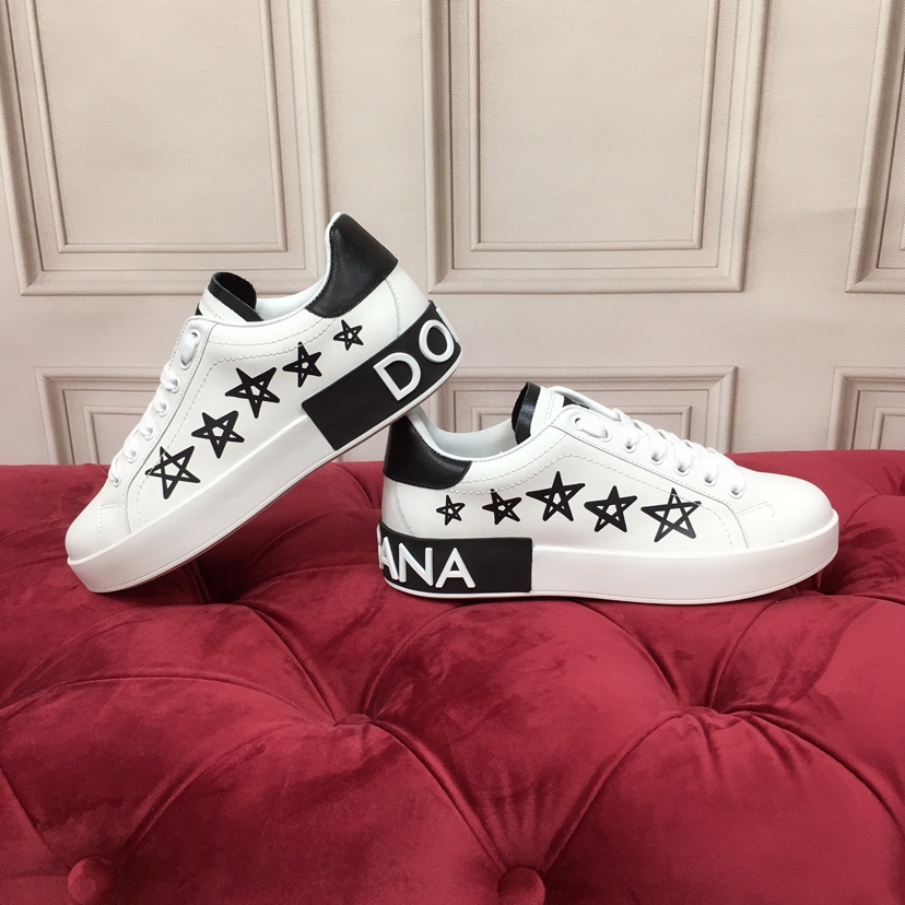 Dolce & Gabbana White Portofino Stars Sneakers - everydesigner