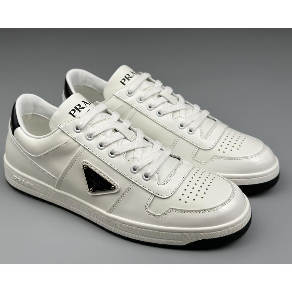 Prada Downtown Perforated Leather Sneakers - everydesigner