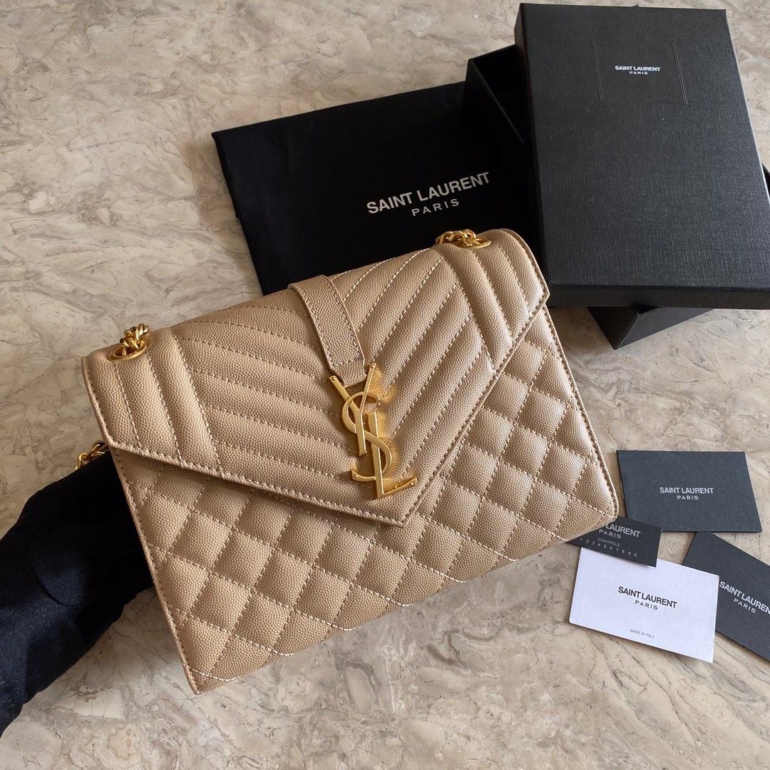 Saint Laurent Envelope Medium In Quilted Grain De Poudre Embossed Leather - everydesigner