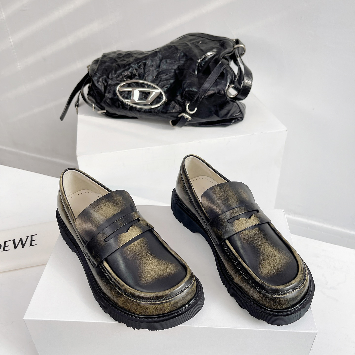 Loewe Blaze Loafer In Bicolour Brushed-off Calfskin - everydesigner