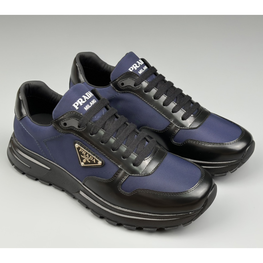 Prada Re-Nylon And Brushed Leather Sneakers - everydesigner