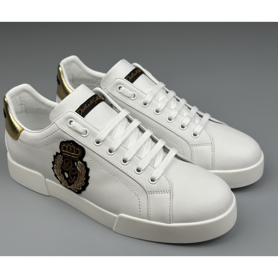 Dolce & Gabbana Calfskin Nappa Portofino Sneakers With Crown Patch - everydesigner