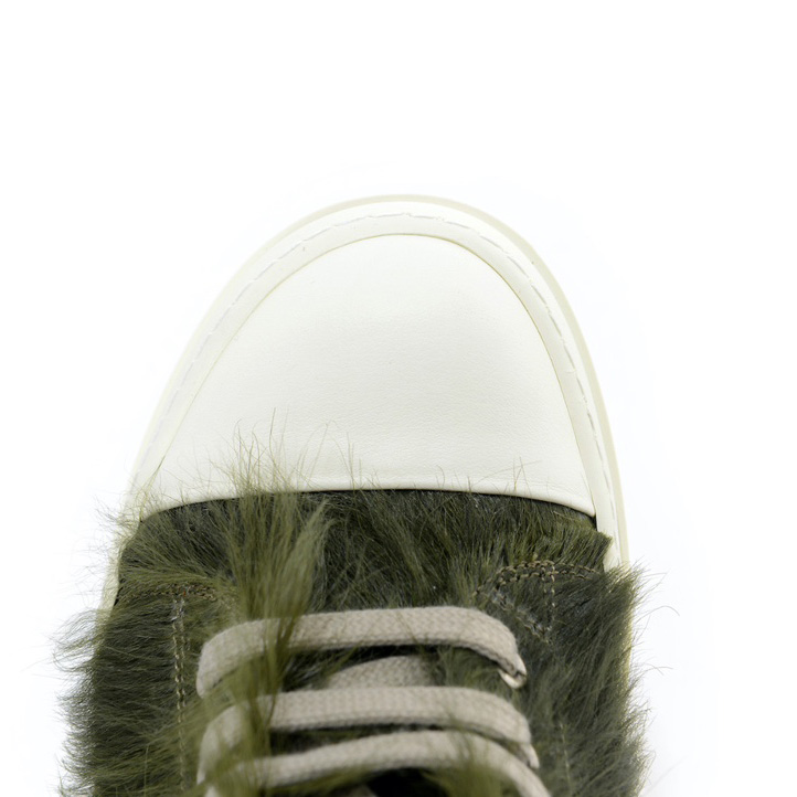 Rick Owens Green Pony Hair Low Sneakers - everydesigner