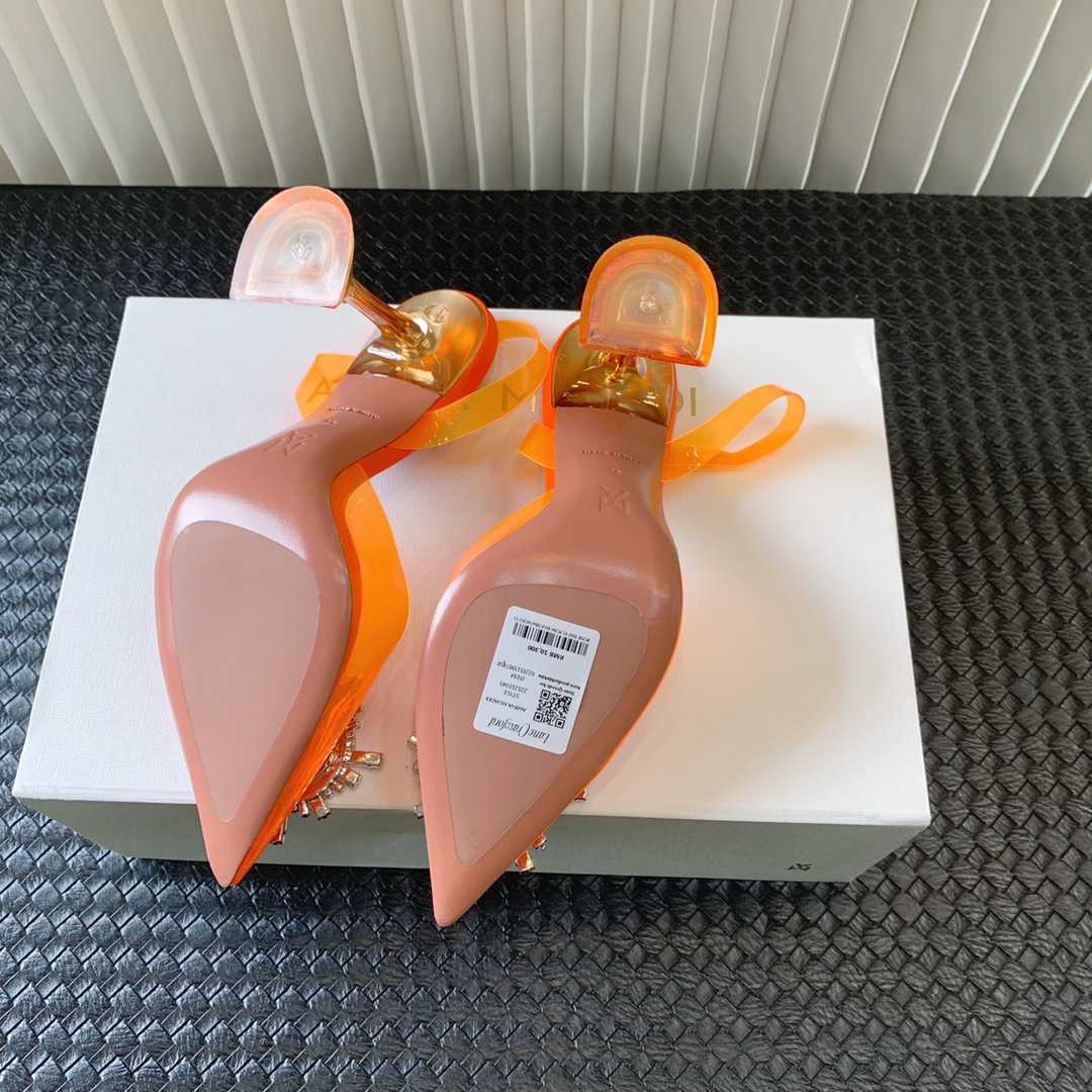 Amina Muaddi Begum Glass Orange Slingbacks - everydesigner