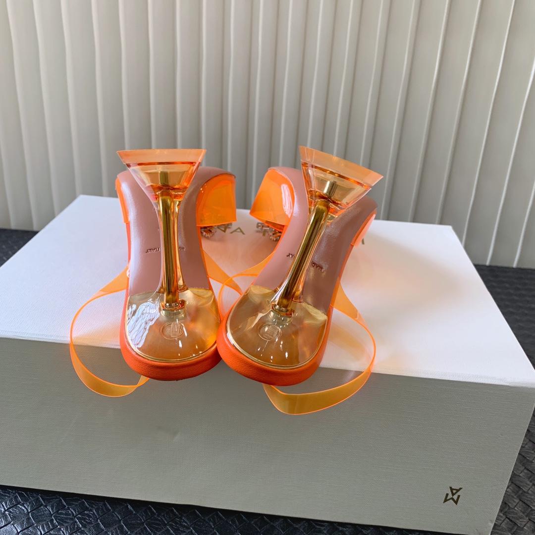 Amina Muaddi Begum Glass Orange Slingbacks - everydesigner