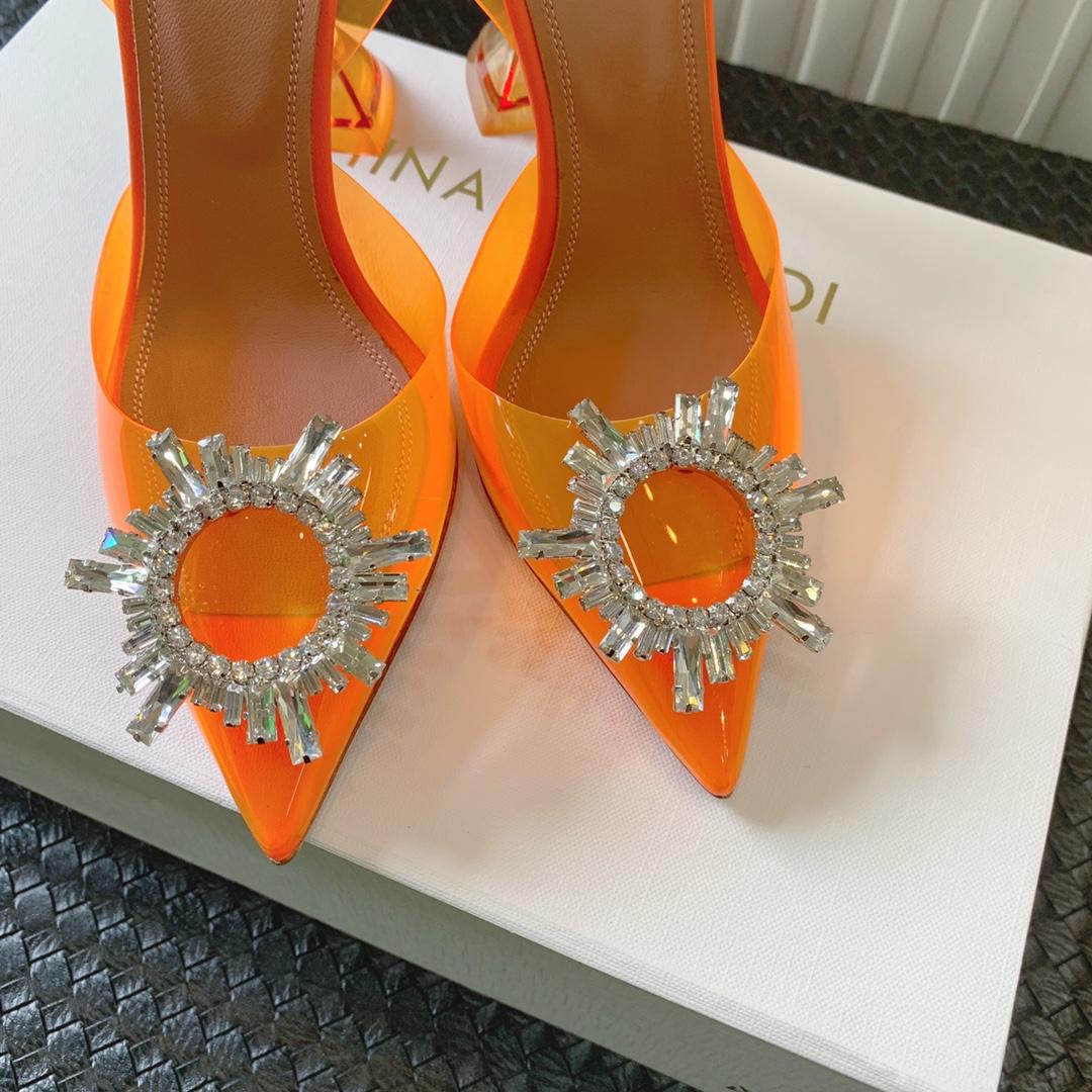 Amina Muaddi Begum Glass Orange Slingbacks - everydesigner