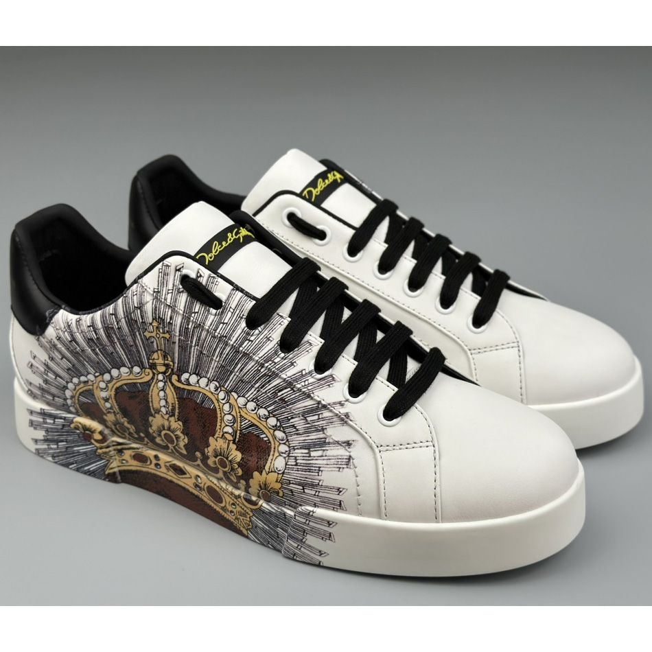 Dolce & Gabbana White Portofino Crown Sneakers - everydesigner