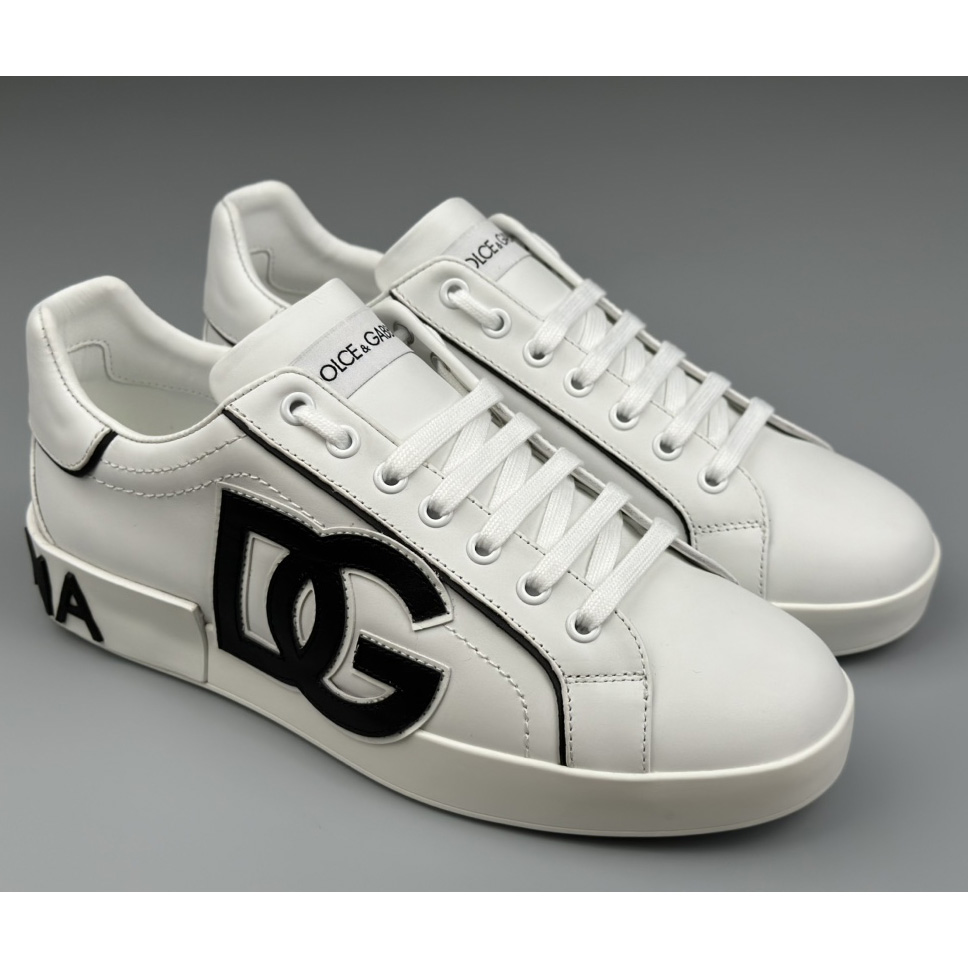 Dolce & Gabbana Calfskin Portofino Sneakers With DG Logo - everydesigner