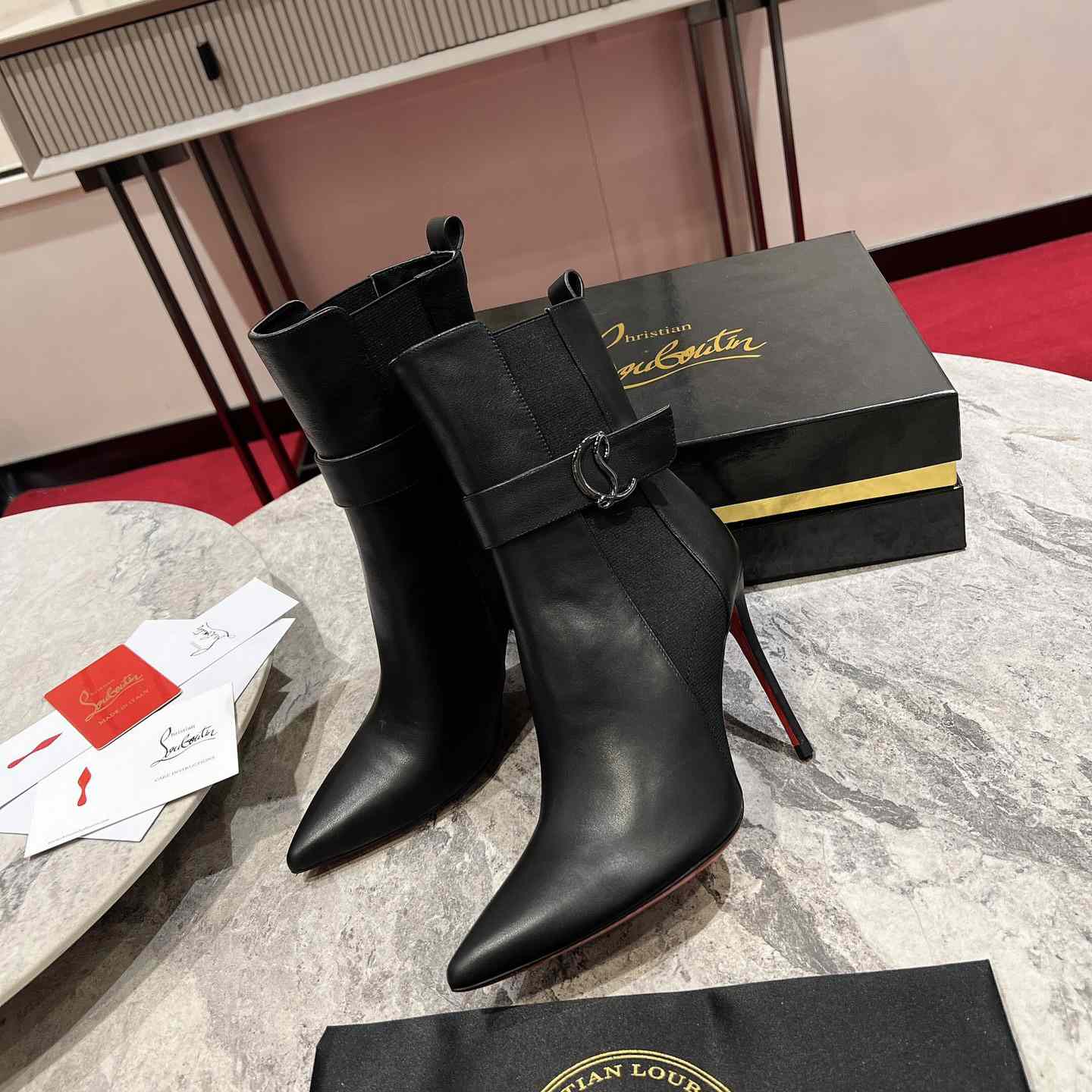 Christian Louboutin Black Cl Chelsea Booty 100 - everydesigner