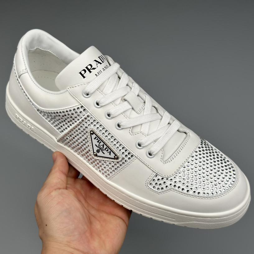 Prada Leather Sneakers With Crystals - everydesigner