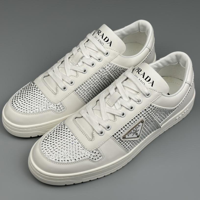 Prada Leather Sneakers With Crystals - everydesigner