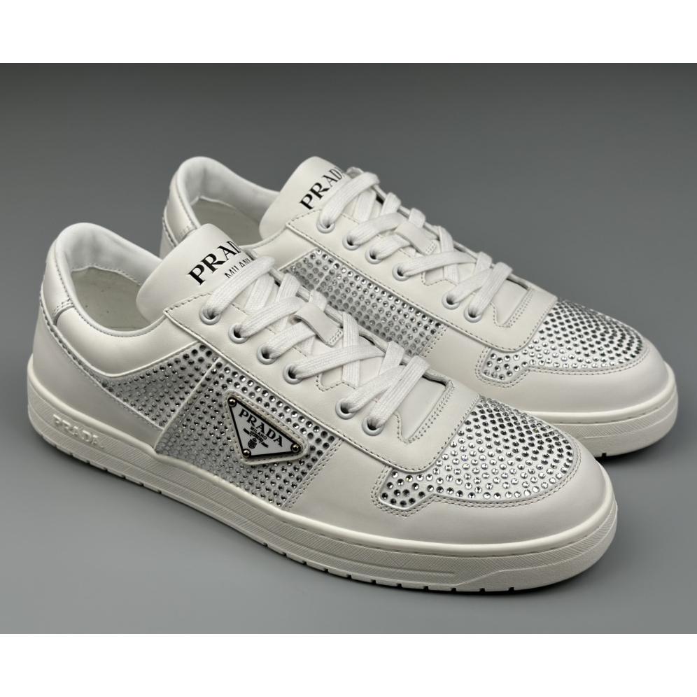 Prada Leather Sneakers With Crystals - everydesigner