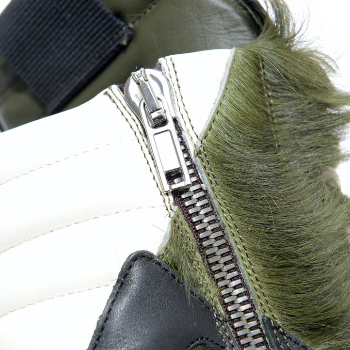 Rick Owens Green Pony Hair High Sneakers - everydesigner