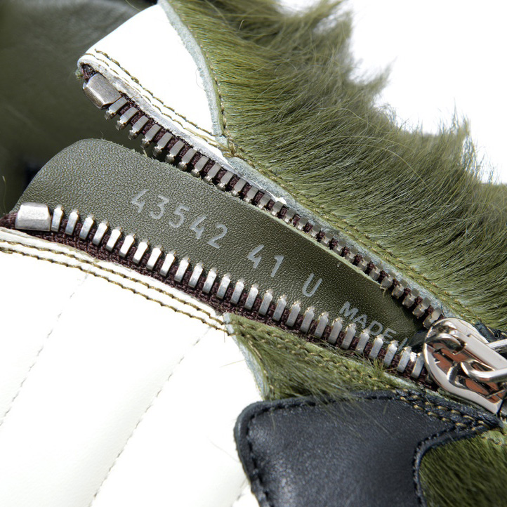 Rick Owens Green Pony Hair High Sneakers - everydesigner