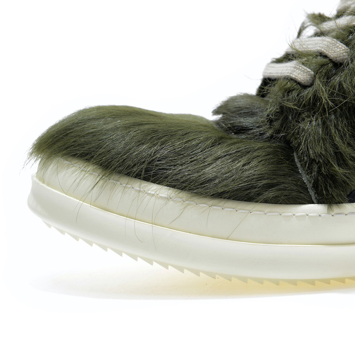 Rick Owens Green Pony Hair High Sneakers - everydesigner