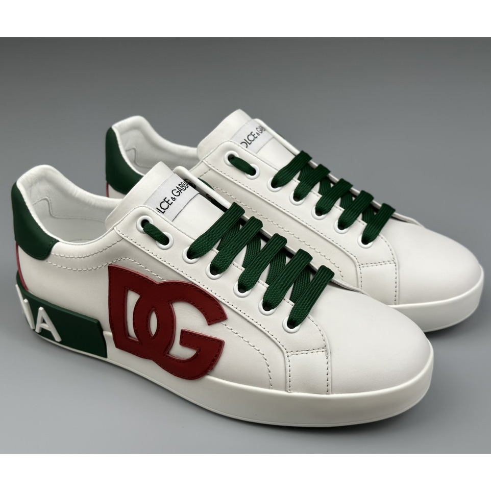 Dolce & Gabbana Calfskin Portofino Sneakers With DG Logo - everydesigner