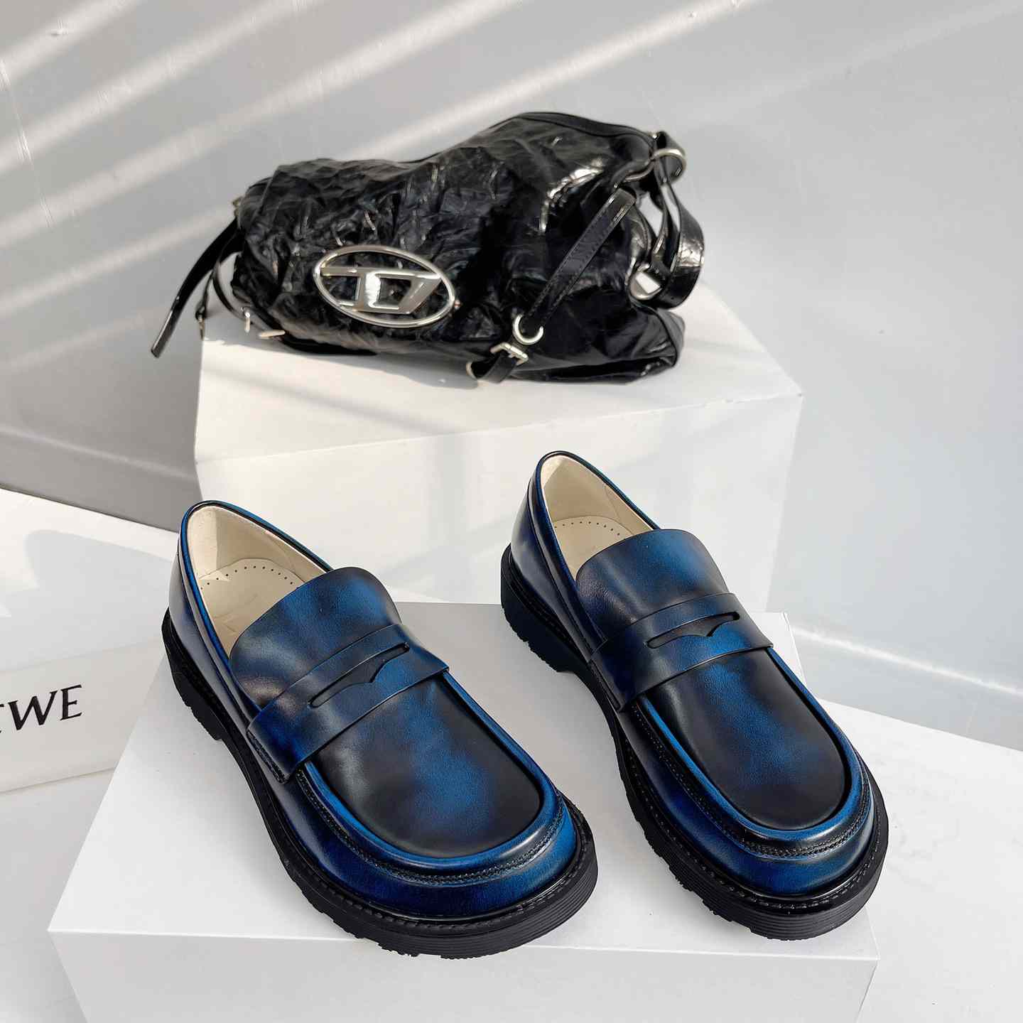 Loewe Blaze Loafer In Bicolour Brushed-off Calfskin - everydesigner