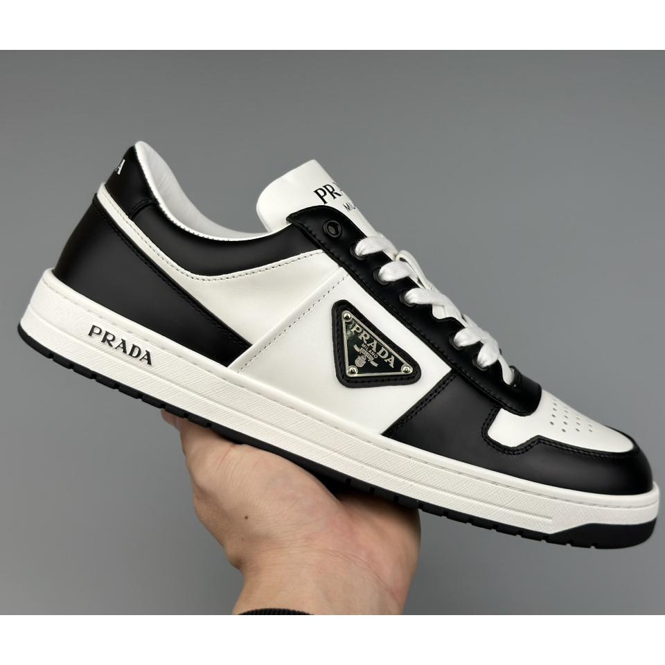 Prada Downtown Perforated Leather Sneakers - everydesigner