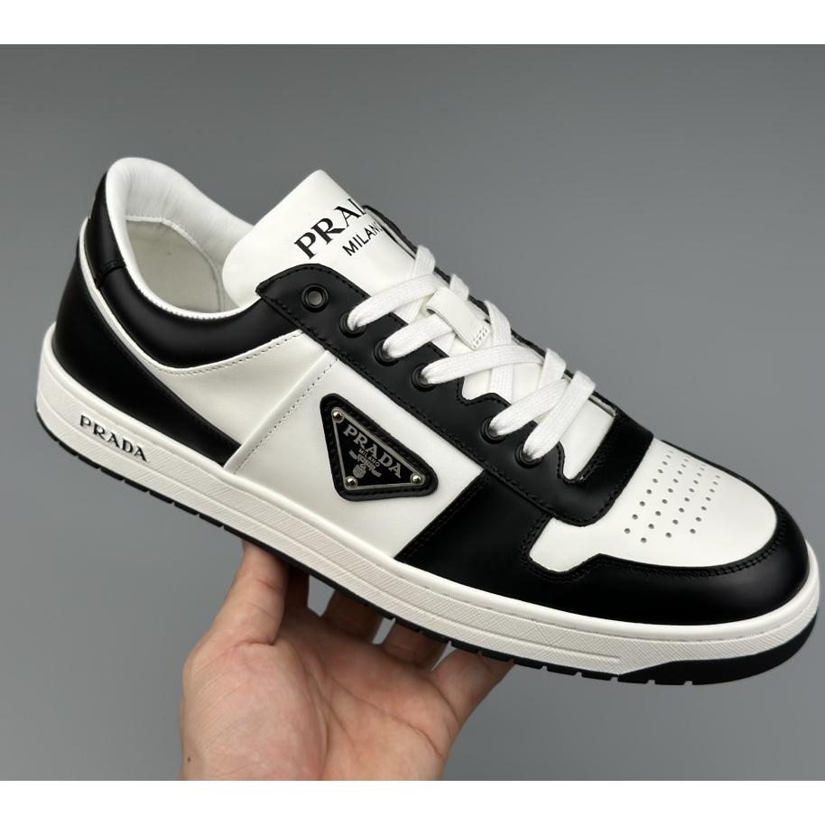 Prada Downtown Perforated Leather Sneakers - everydesigner