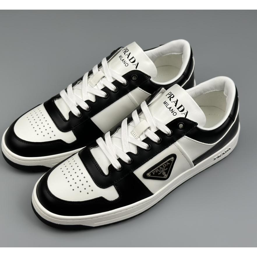 Prada Downtown Perforated Leather Sneakers - everydesigner