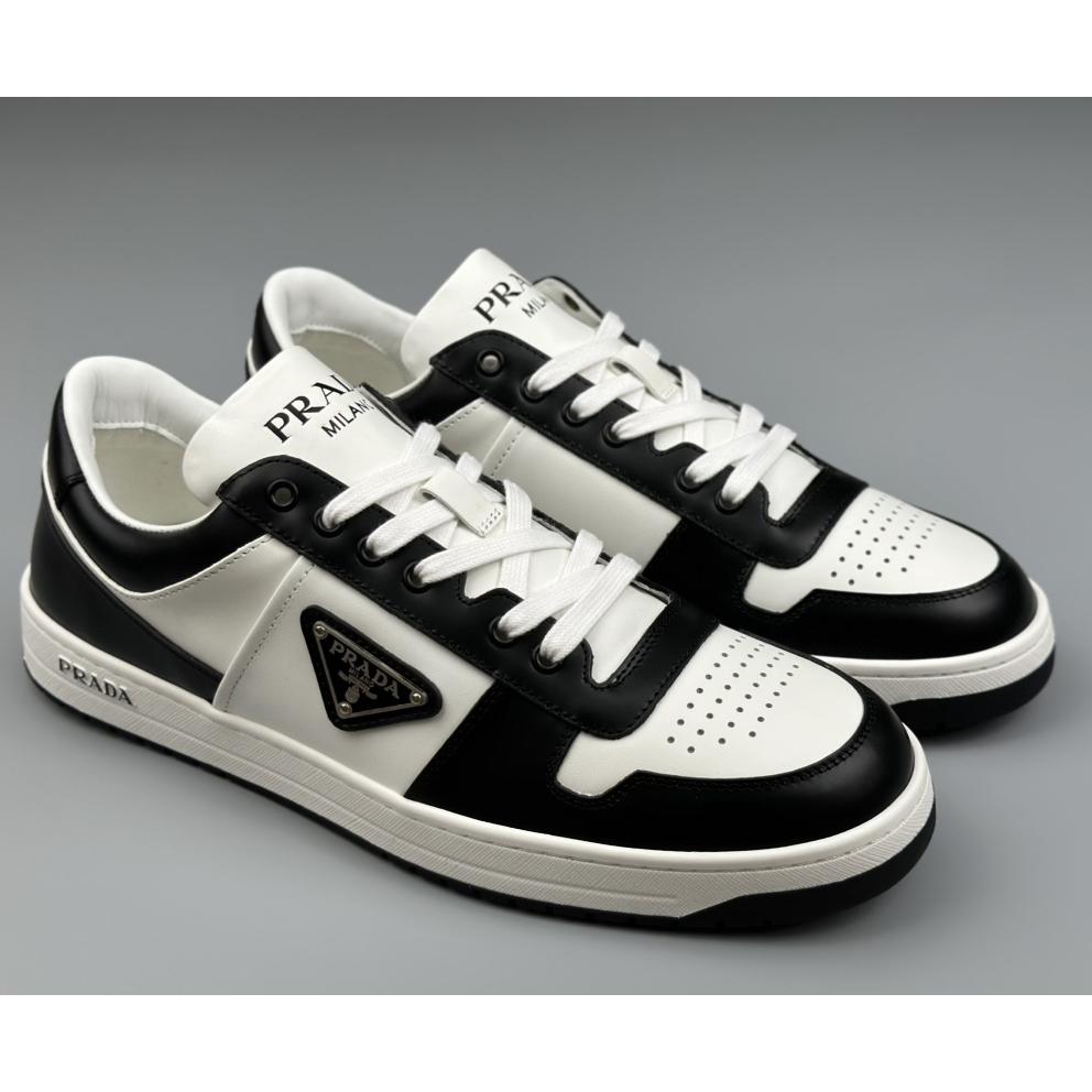 Prada Downtown Perforated Leather Sneakers - everydesigner