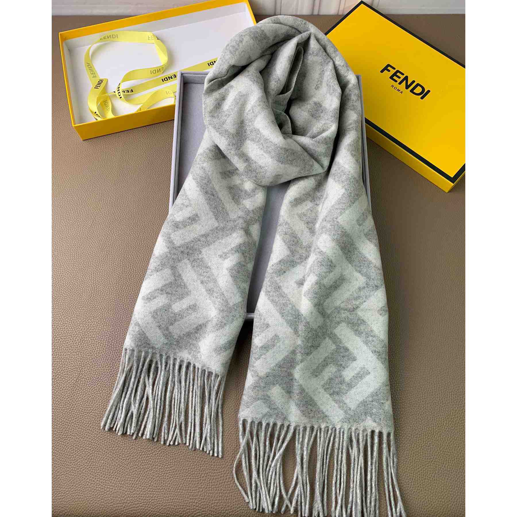 Fendi Pale Grey Cashmere Scarf - everydesigner