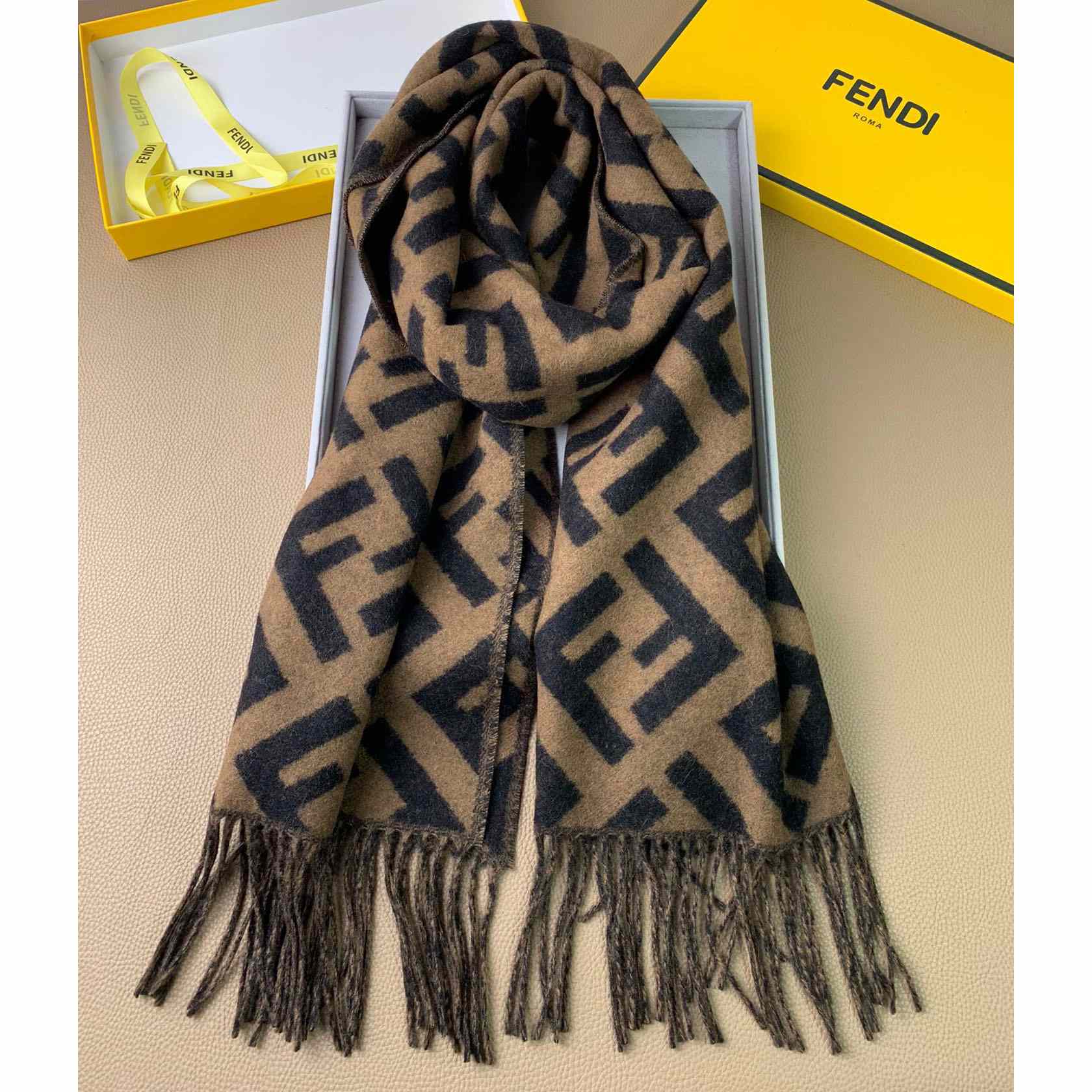 Fendi Brown Cashmere Scarf - everydesigner