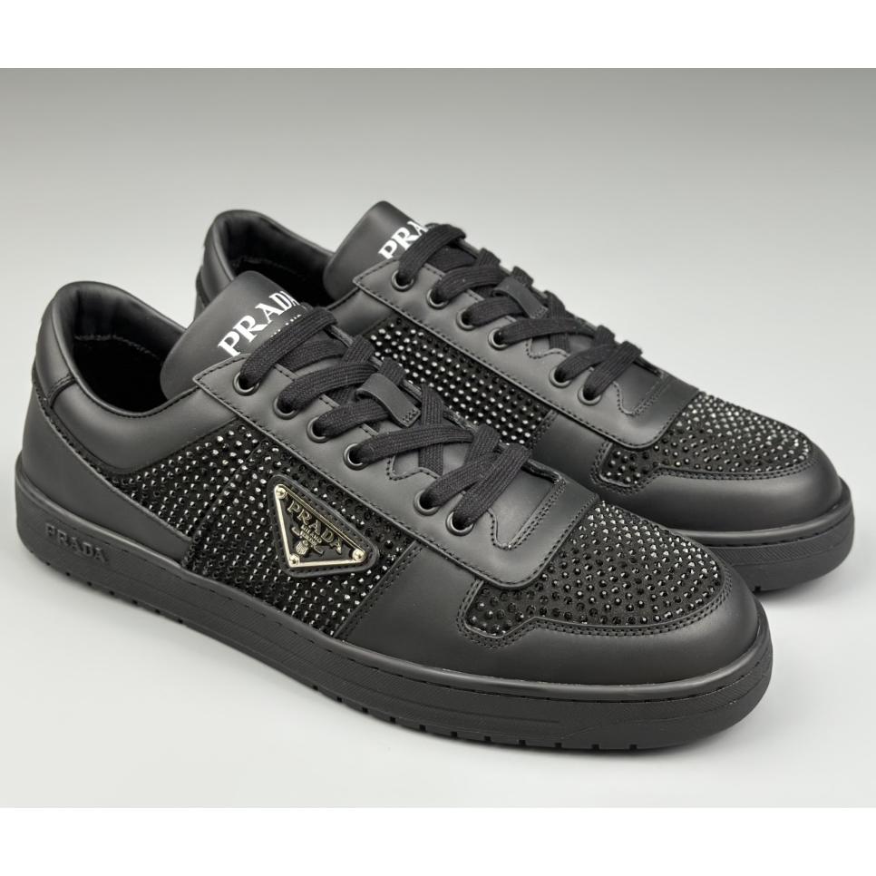 Prada Leather Sneakers With Crystals - everydesigner