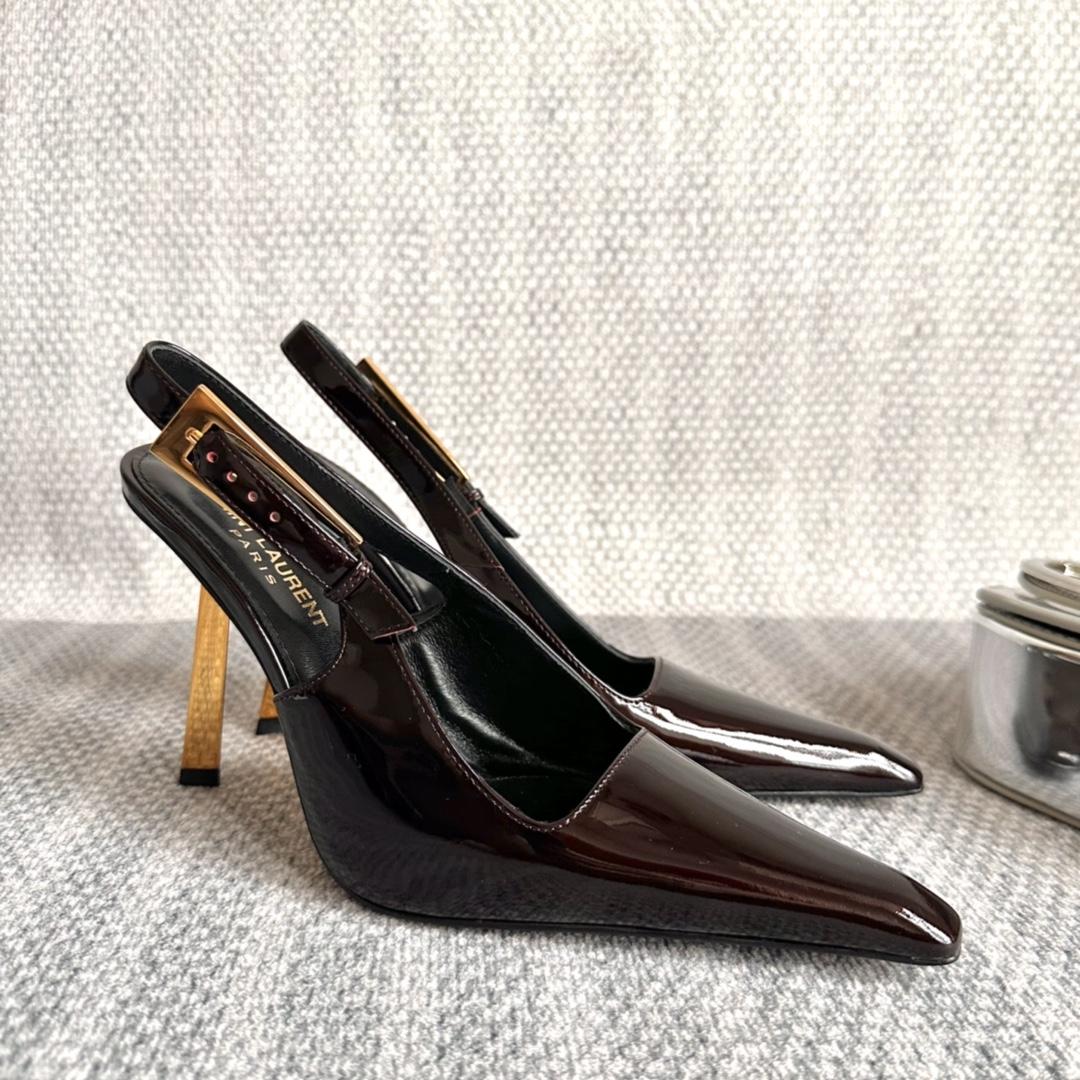 Saint Laurent Lee Slingback Pumps In Patent Leather - everydesigner