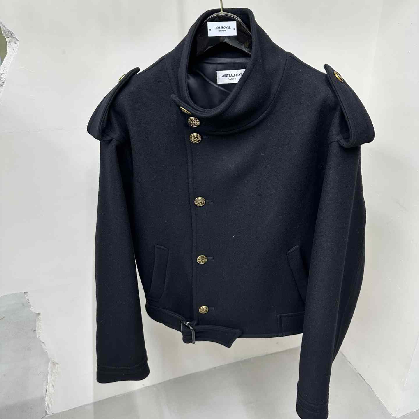 Saint Laurent Button-up Wool Military Jacket - everydesigner