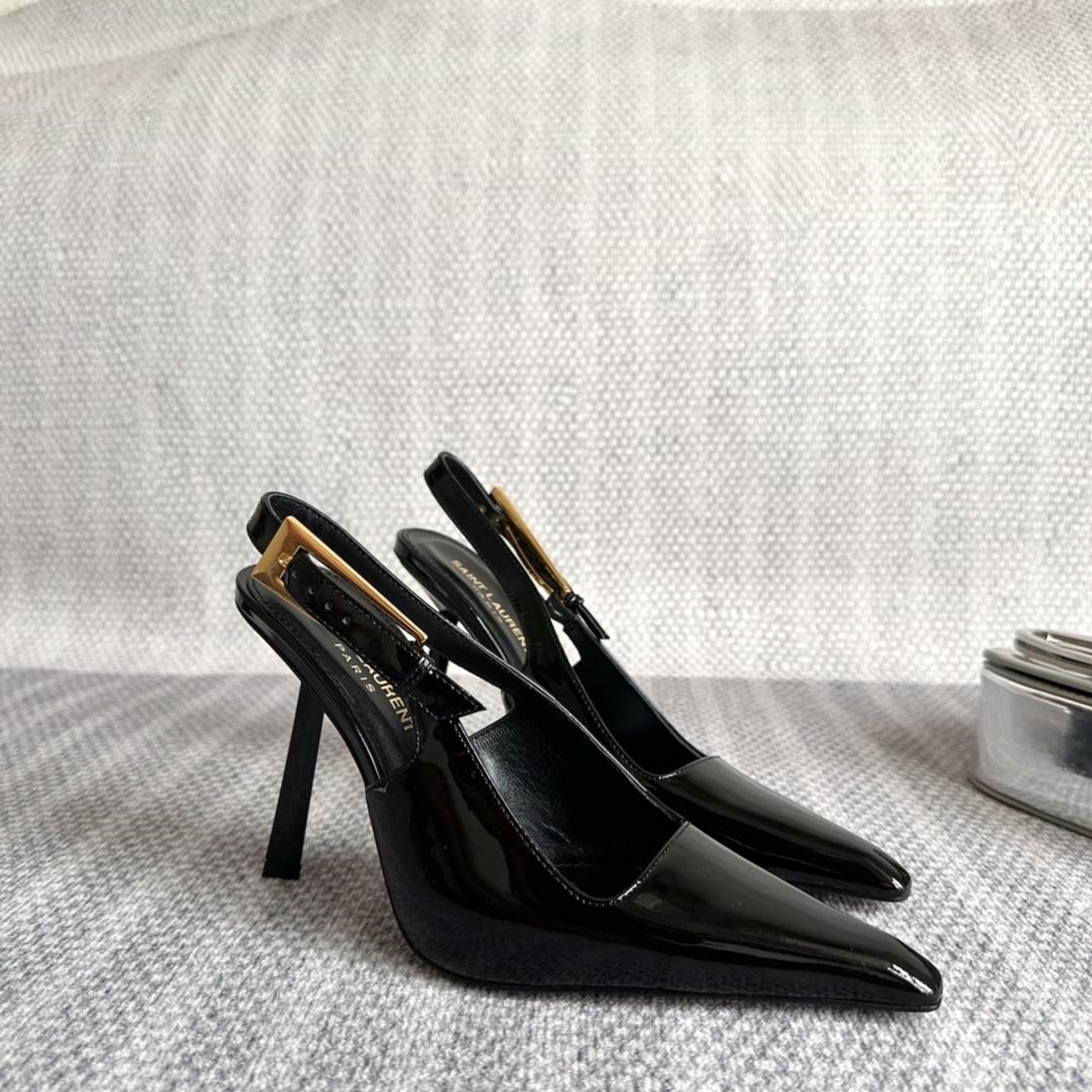 Saint Laurent Lee Slingback Pumps In Patent Leather - everydesigner