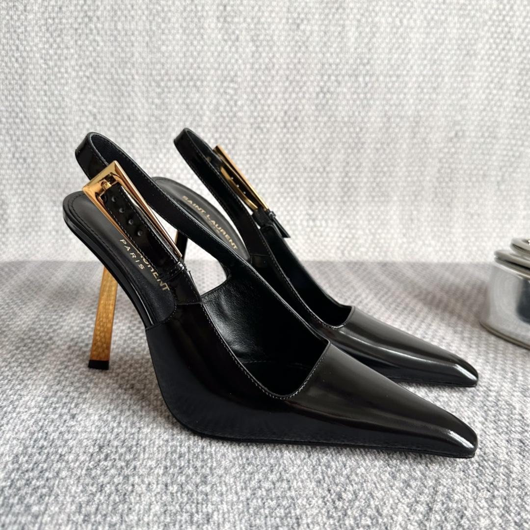 Saint Laurent Lee Slingback Pumps In Glazed Leather - everydesigner