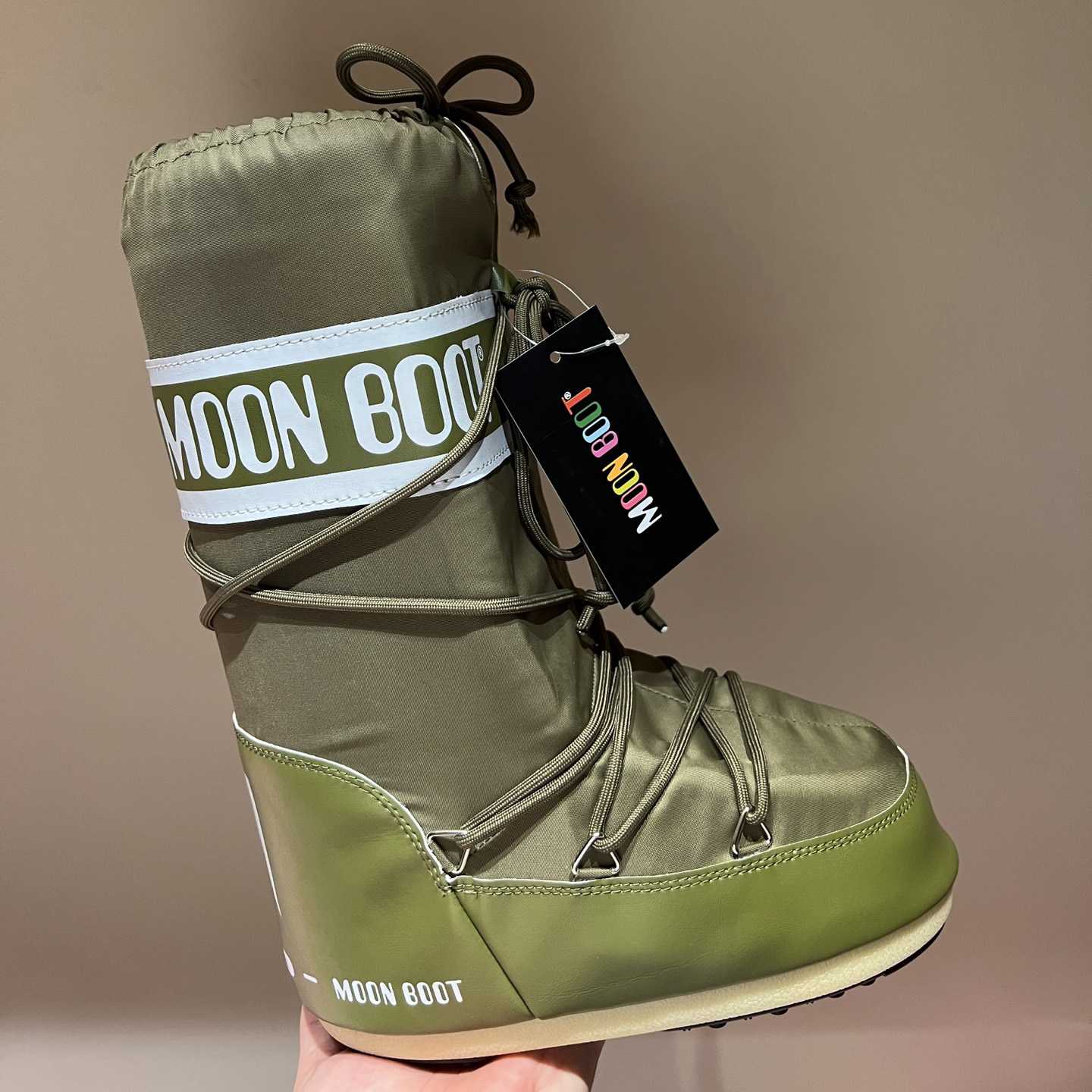 Moon Boot Icon Junior Khaki Nylon Boots - everydesigner