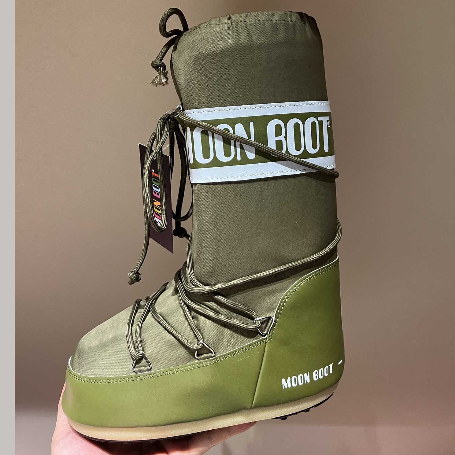 Moon Boot Icon Junior Khaki Nylon Boots - everydesigner