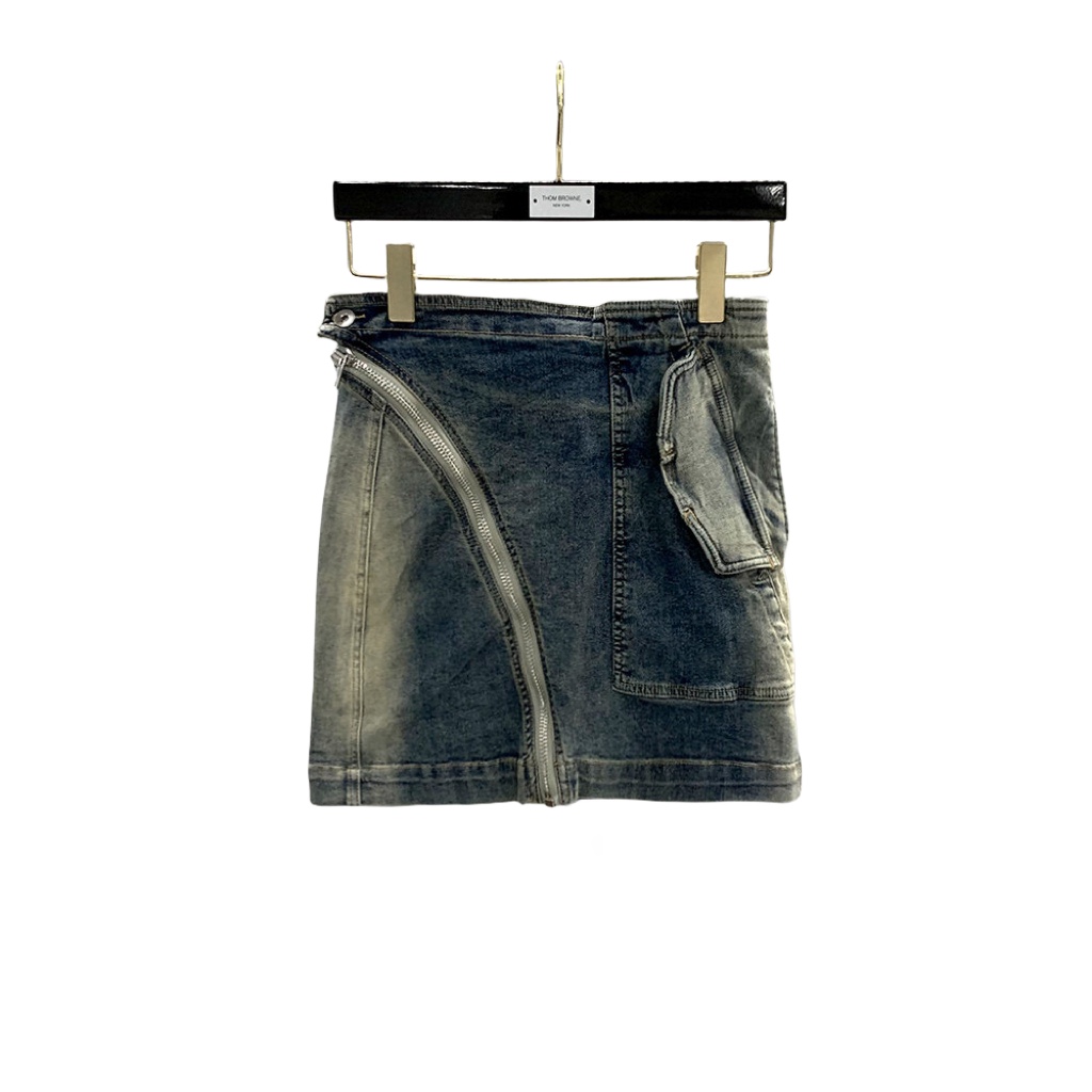 Rick Owens Dégradé denim mini skirt - everydesigner