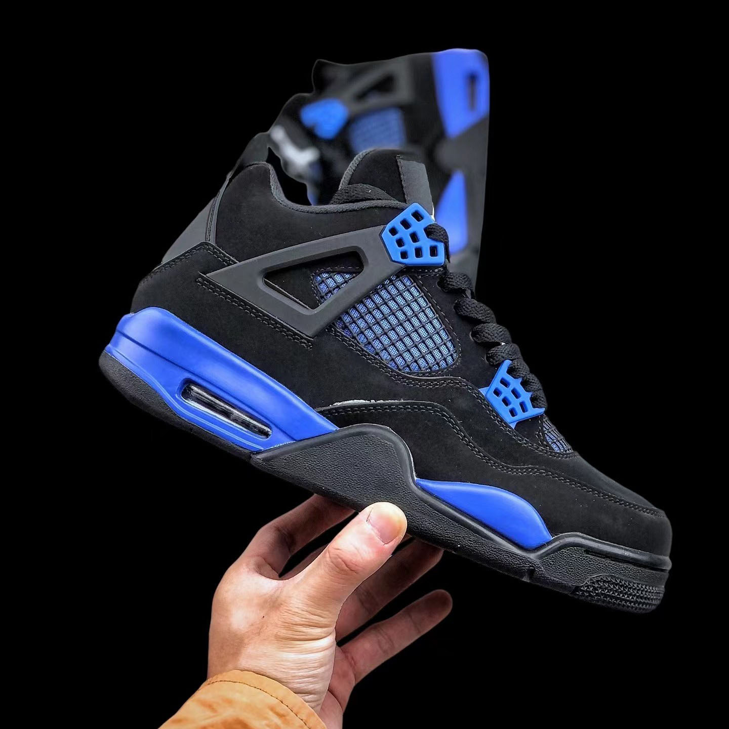 Air Jordan 4 Retro"Black/Military Blue" Sneakers      CT8527 018 - everydesigner