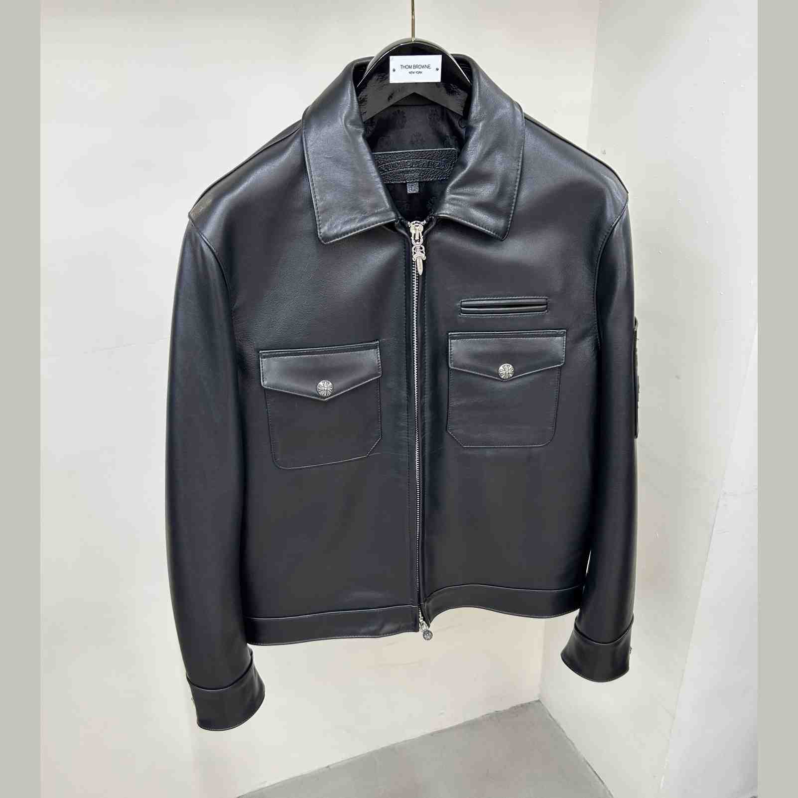 Chrome Heart Leather Patched Leather Jacket - everydesigner